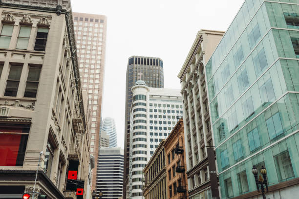 View of modern central district with streets in San Francisco, California, the United States