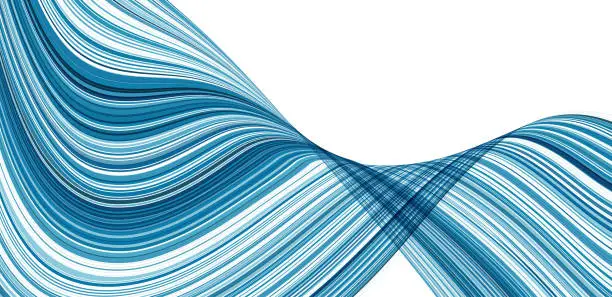 Vector illustration of Vector Blue Flowing Ribbon Stripes Liquid Effects Abstract Backgrounds