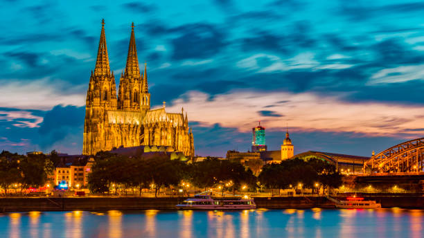 istock Cologne Koln Germany during sunset, Cologne bridge with cathedral 1533848003