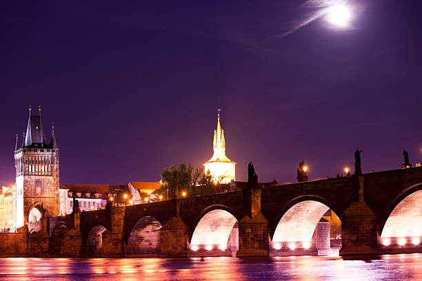 istock Charles bridge in Prague by night 153385098