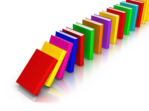 istock Row of Colourful Books falling like domino 153385484