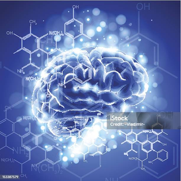 Cerveau Chemical Formules Lumières Vecteurs libres de droits et plus d'images vectorielles de Anatomie - Anatomie, Biologie, Bleu