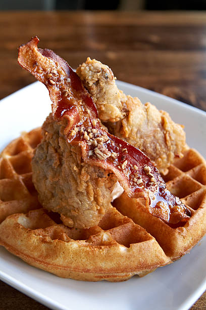 Chicken and Waffles stock photo