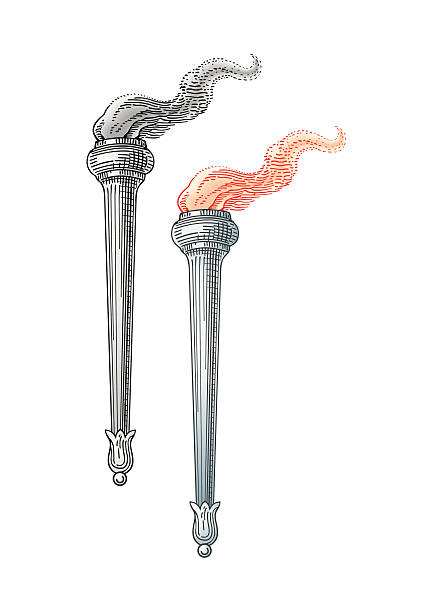 torch - flaming torch flame fire symbol stock illustrations