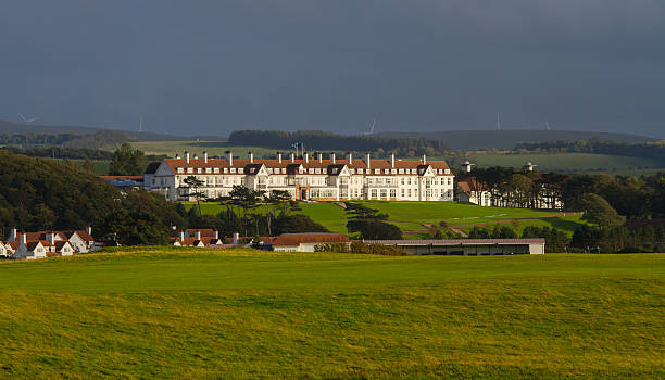 St Andrews, Scotland - September 21, 2023: Landscape views of the Kingsbarns Golf Course on the outskirts of St Andrews Scotland