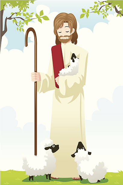 jesus the shepherd - çoban sürücü illüstrasyonlar stock illustrations