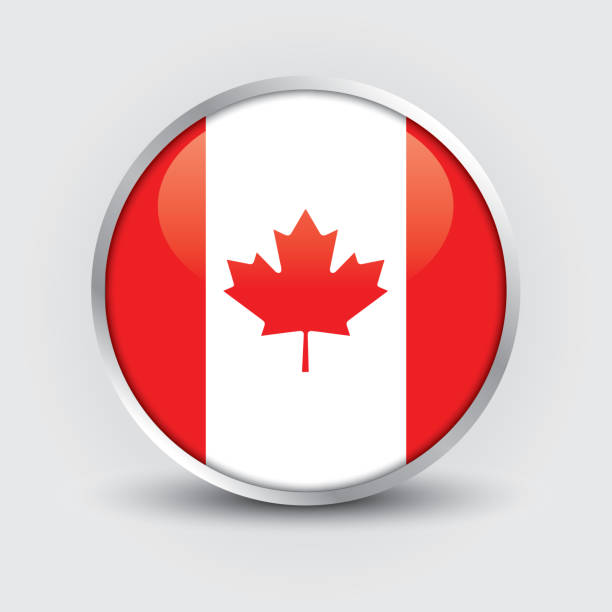 istock Canada circle flag design is used as badge, button, icon with reflection of shadow 1533900014