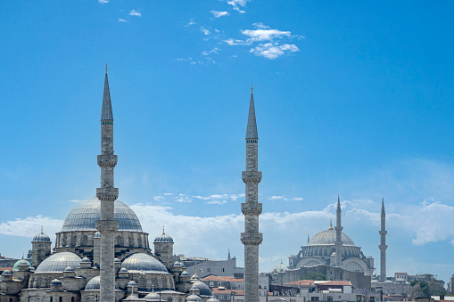 Istanbul, Turkey : July 11, 2023: Yeni Cami Mosque in sunny day, Istanbul, Turkey