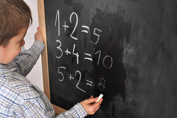 Mathematics at the primary school stock photo