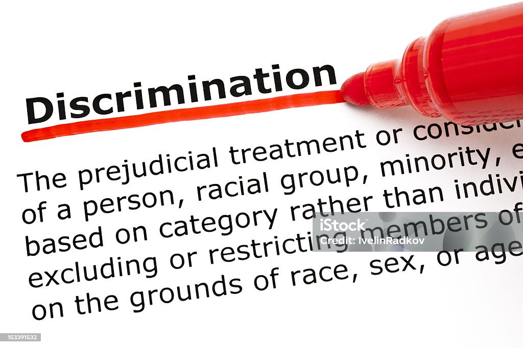 Discriminación subrayados con marcador rojo - Foto de stock de Discriminación sexual libre de derechos