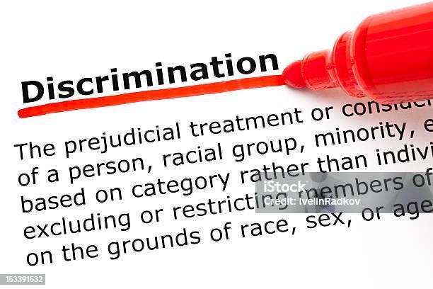 Discrimination Underlined With Red Marker Stock Photo - Download Image Now - Prejudice, Sex Discrimination, Racial Segregation