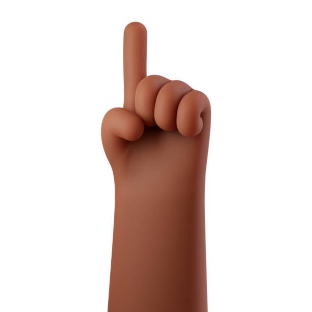 istock 3D African American hand pointing index finger up isolated on white background. Gesture showing up. One finger. Pay attention concept. 3D rendered illustration 1533926955