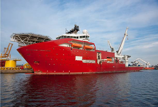 istock Oil service vessel in dock 153392862