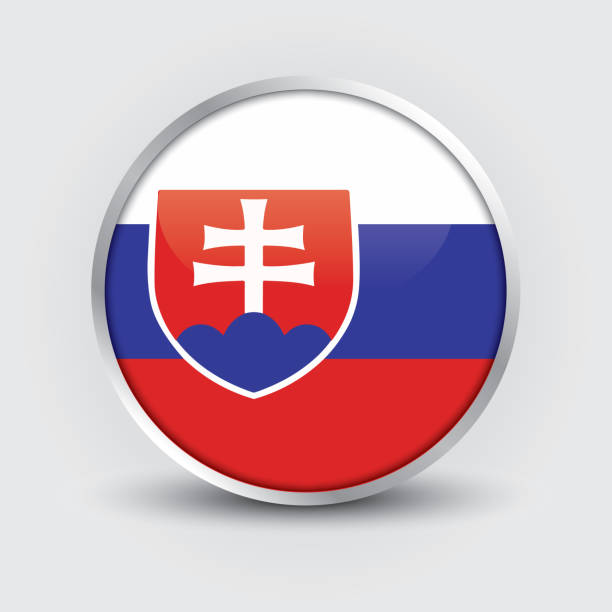 istock Slovakia circle flag design is used as badge, button, icon with reflection of shadow 1533929695