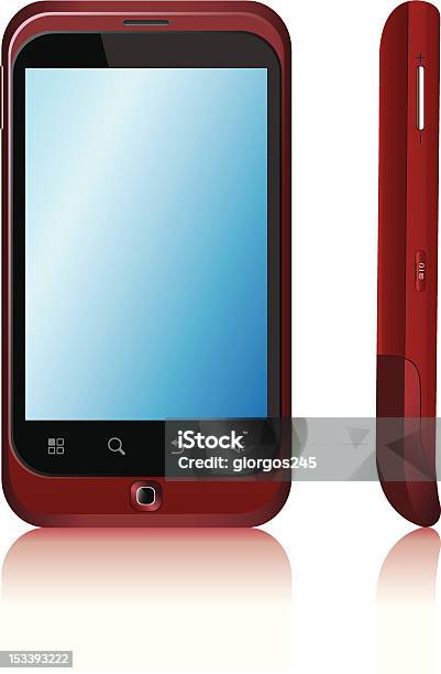 Red Phone Front View Red Smart Phone Stock Illustration - Download Image Now - Computer ...