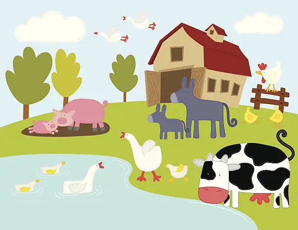 Vector illustration of Farm Animals (Series)