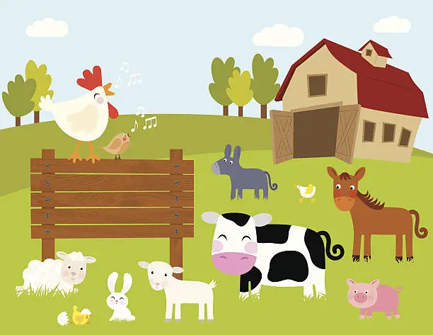 Vector illustration of Welcome to the Farm