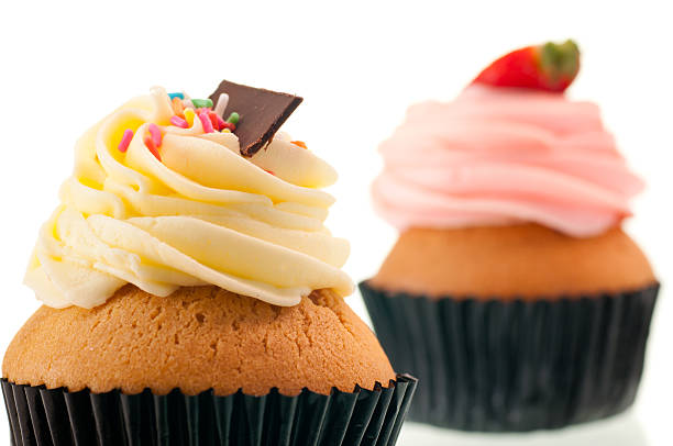 istock Vanilla cupcake with strawberry cup cake at the background 153398281