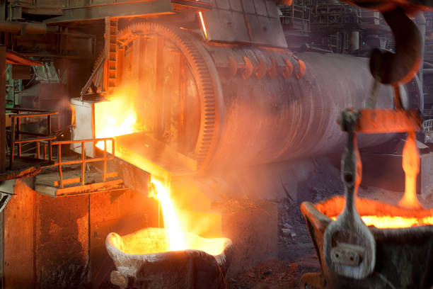 istock Pouring molten copper at a Copper Smelter in Chile 1533999581