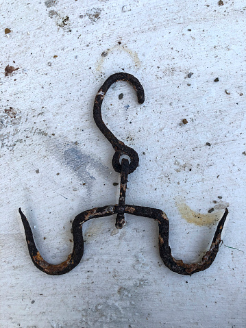 Butchery old rusty metal hook