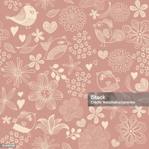 Retro Floral Seamless Background Stock Illustration - Download Image Now - Animal Markings, Backgrounds, Bird