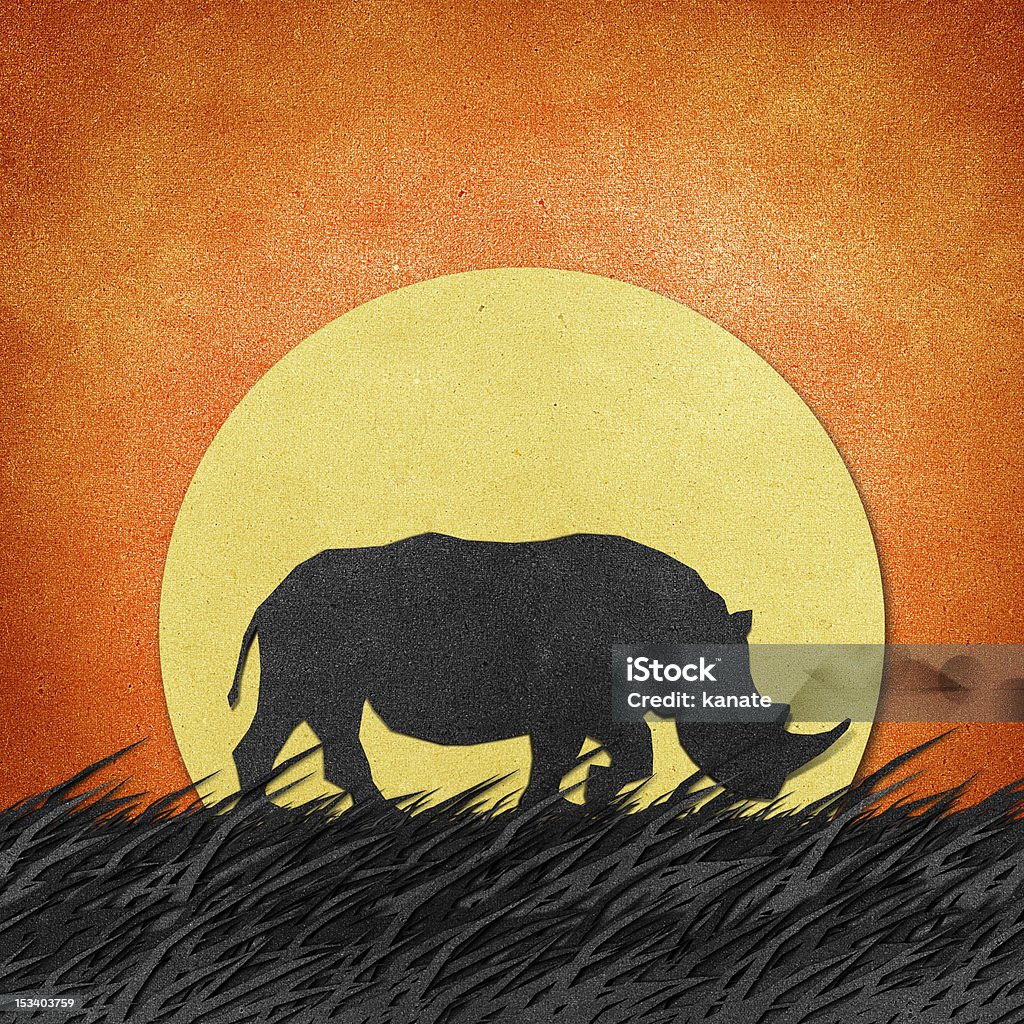 Rhino recycled paper craft background Rhino made from recycled paper background Africa stock illustration