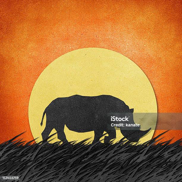 Rhino Recycled Paper Craft Background Stock Illustration - Download Image Now - Africa, Agricultural Field, Animal