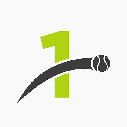 istock Tennis Logo On Letter 1 With Moving Tennis Ball Icon. Tennis Logo Template 1534039863