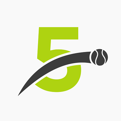 istock Tennis Logo On Letter 5 With Moving Tennis Ball Icon. Tennis Logo Template 1534043628