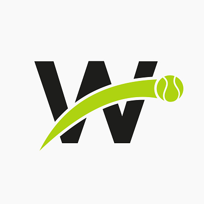 istock Tennis Logo On Letter W With Moving Tennis Ball Icon. Tennis Logo Template 1534067885