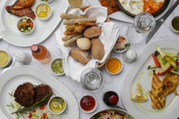 istock Various Mediterranean dishes and wines served on the restaurant table 1534086894
