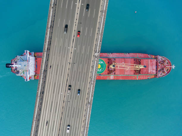 istock Aerial view of a cargo ship passing under bridge. Istanbul Bosphorus. 1534094889