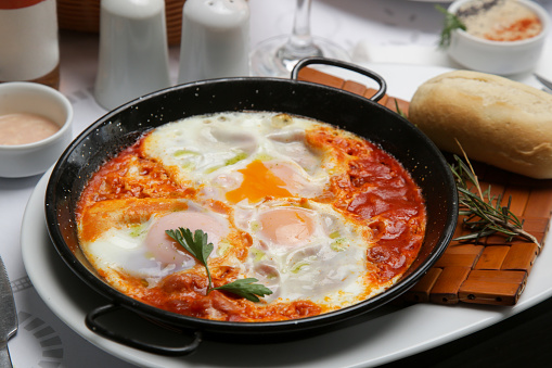 Italian shakshuka - Poached eggs in tomato sauce - a healthy one-pan meal