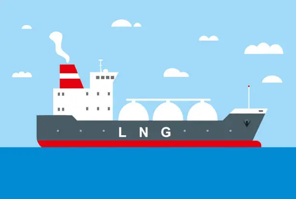Vector illustration of LNG Tanker stock illustration