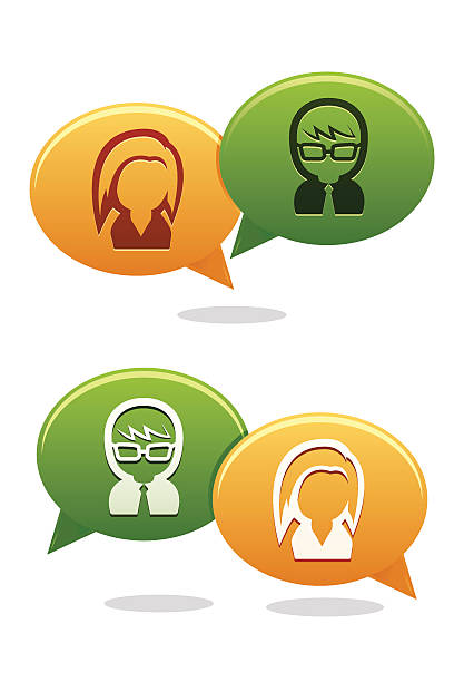 Speech Bubble Man and Woman vector art illustration