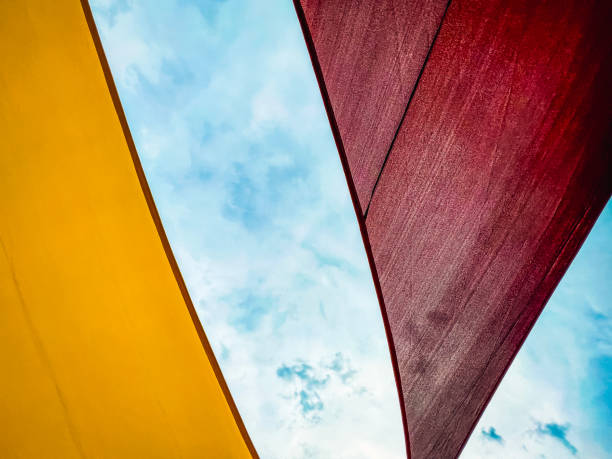 istock Colorful Red and Yellow Banners Against a Blue Sky 1534114579