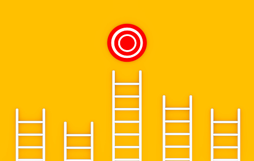 Target Ladder Achievement Concept on Orange Background