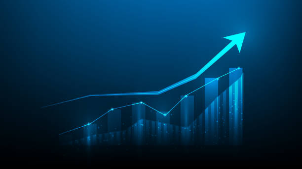 istock business investment graph arrow growth up. chart finance increase. isolated on blue dark background. vector illustration fantastic low poly wireframe design. 1534146365