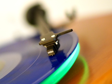 Project record player with ortofon cartridge and blue vinyl