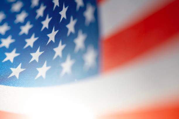 American flag background, selective focus. stock photo