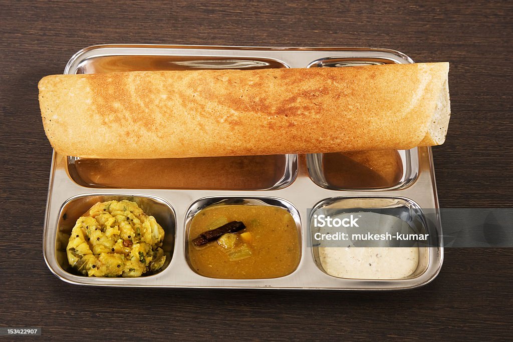 Dosa with Chutney and Sambaar Dosa with Chutney and Sambaar, Indian Dish Dosa Stock Photo