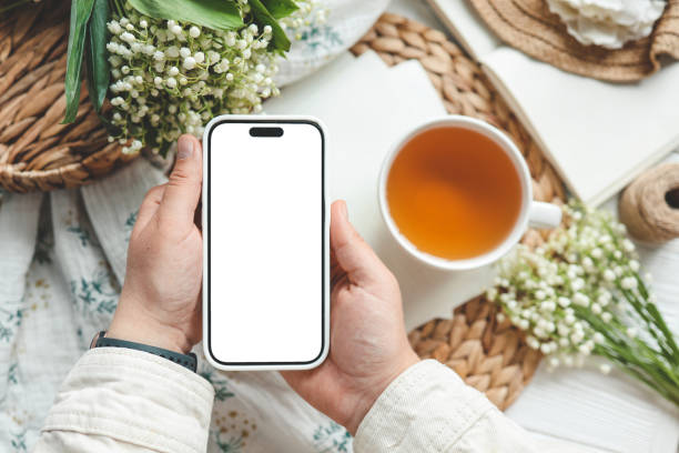 istock Phone with isolated screen, good morning concept 1534253077