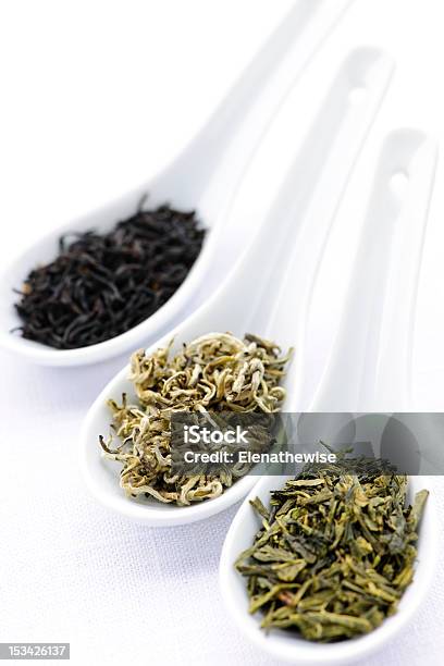 Assortment Of Dry Tea Leaves In Spoons Stock Photo - Download Image Now - Antioxidant, Asian Culture, Black Color