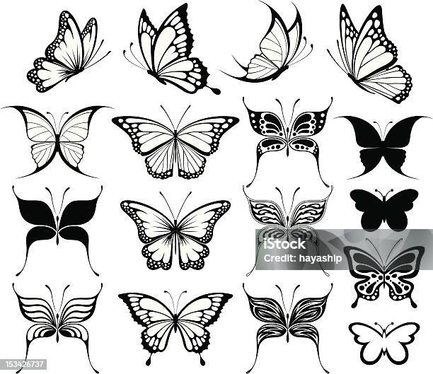 Butterflies Silhouettes Stock Illustration - Download Image Now - Butterfly - Insect, Tattoo, In Silhouette