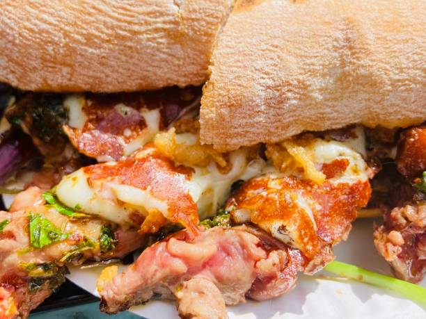 Mighty and massive rib eye steak sandwich
