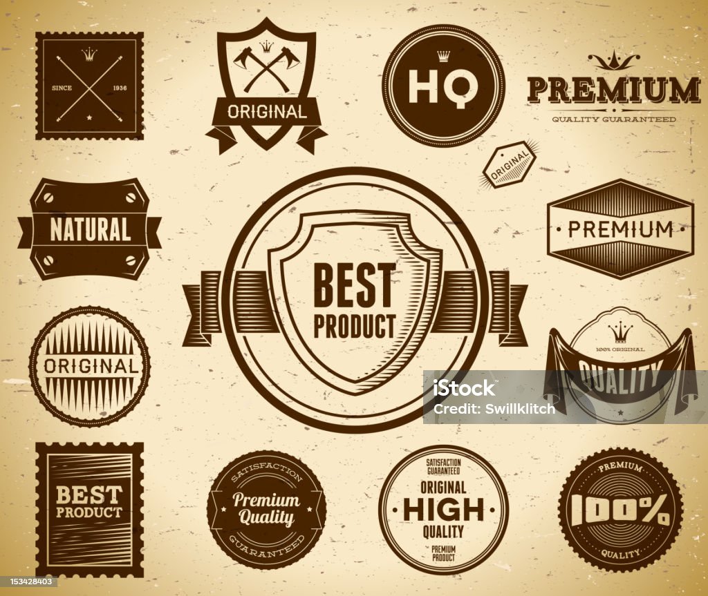 Vintage labels. Collection 4 Set of hipster-styled vintage Premium Quality labels. Collection 4. All font licenses are checked. Award stock vector