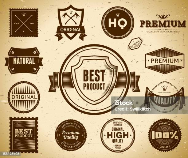 Vintage Labels Collection 4 Stock Illustration - Download Image Now - Award, Award Ribbon, Banner - Sign