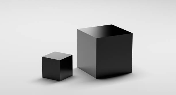 istock Black cubes on a white background. 2 geometric cubes, squares. Minimalistic cube abstraction, background, banner. 3D render 1534286110