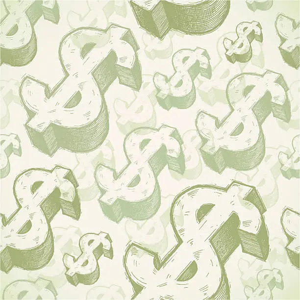 Vector illustration of Seamless background with dollar signs