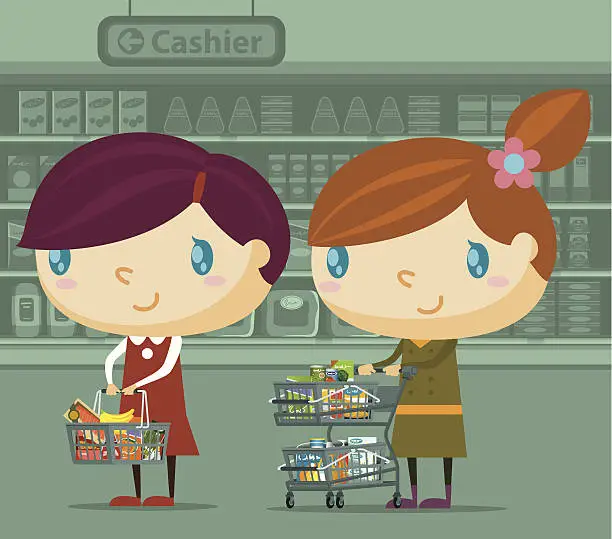 Vector illustration of Shopping at the Supermarket